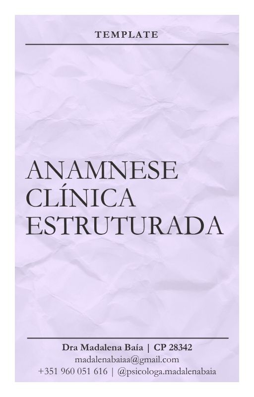 Capa de Anamnese Clínica Estruturada | Adultos
