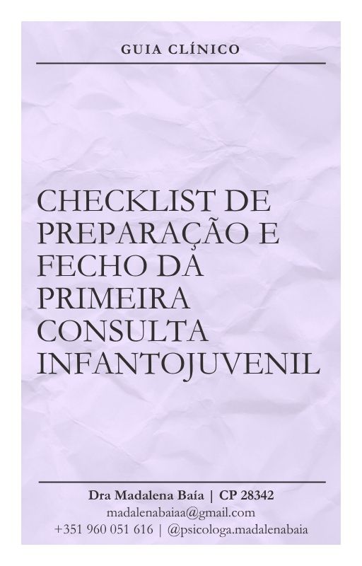 Capa de Checklist de Preparação e Fecho da Primeira Consulta Infantojuvenil